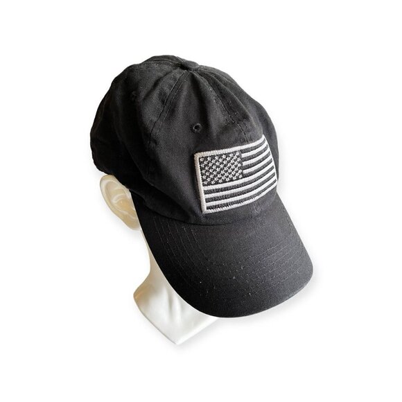 Black & Grey Tactical with USA Flag Patch Snapback Hat - Picture 5 of 5